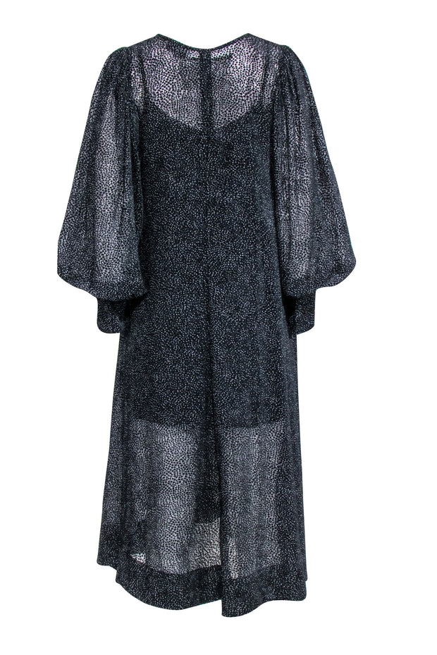 Current Boutique-Essentiel - Black Textured Velvet Long Sleeve Dress Sz 4