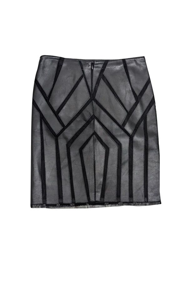 Current Boutique-Etcetera - Black Paneled Leather & Mesh Skirt Sz 4