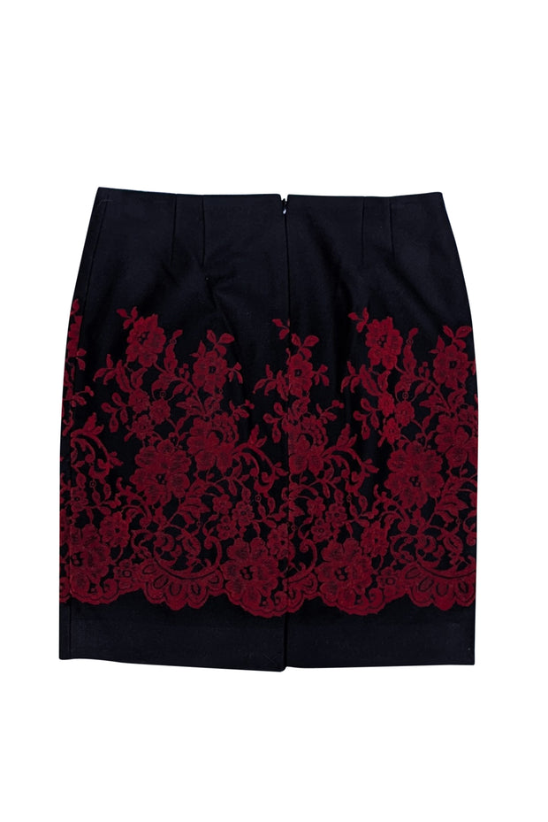 Current Boutique-Etcetera - Black Wool Blend Skirt w/ Gold & Red Detail Sz 12