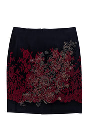 Current Boutique-Etcetera - Black Wool Blend Skirt w/ Gold & Red Detail Sz 12