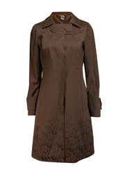 Current Boutique-Etcetera - Brown Leopard Brocade Print Long Jacket Sz 8