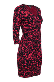 Current Boutique-Etcetera - Red & Black Floral Patterned Knit Bodycon Dress Sz S