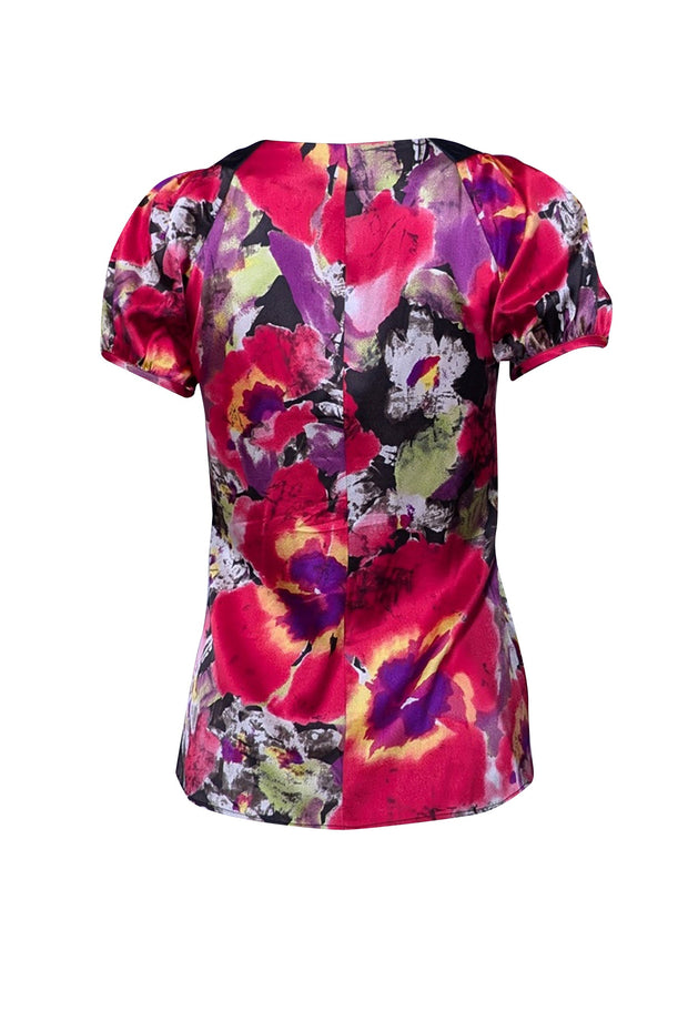 Current Boutique-Etro - Red & Multicolor Floral Print Silk Blouse Sz S