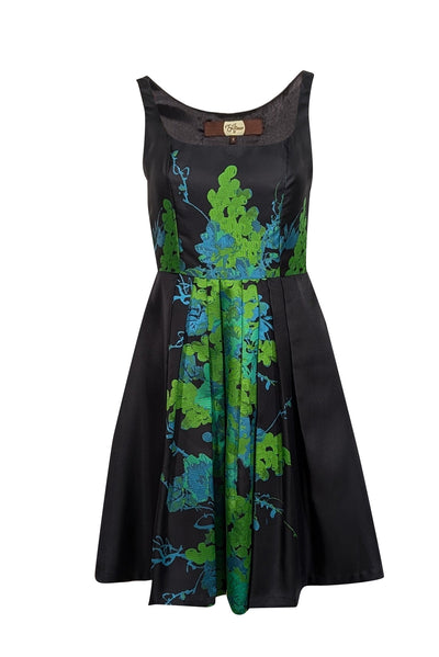 Current Boutique-Eva Franco - Black, Green, & Blue Brocade Print Sleeveless Dress Sz 2