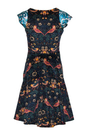 Current Boutique-Eva Franco - Navy Floral Bird Print Corduroy Dress Sz 6