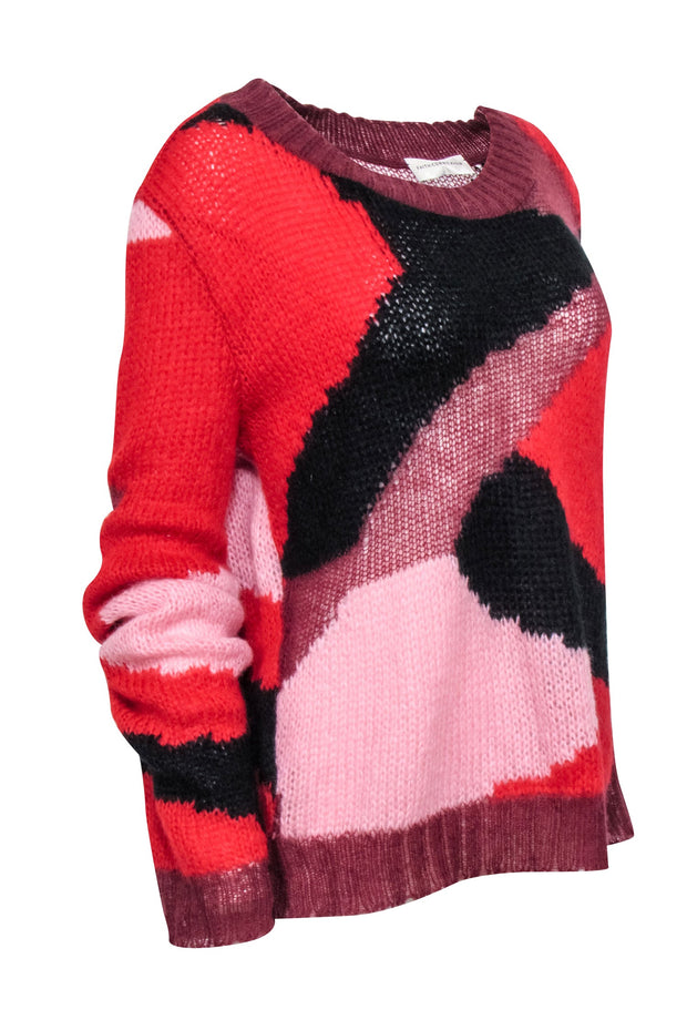 Current Boutique-Faith Connexion - Red, Black, & Pink Print Knit Sweater Sz M