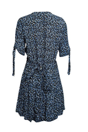 Current Boutique-Faithfull the Brand - Black w/ Blue Floral Print Mini Wrap Dress Sz 6