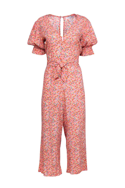 Current Boutique-Faithfull the Brand - Orange & Pink Floral Jumpsuit Sz S