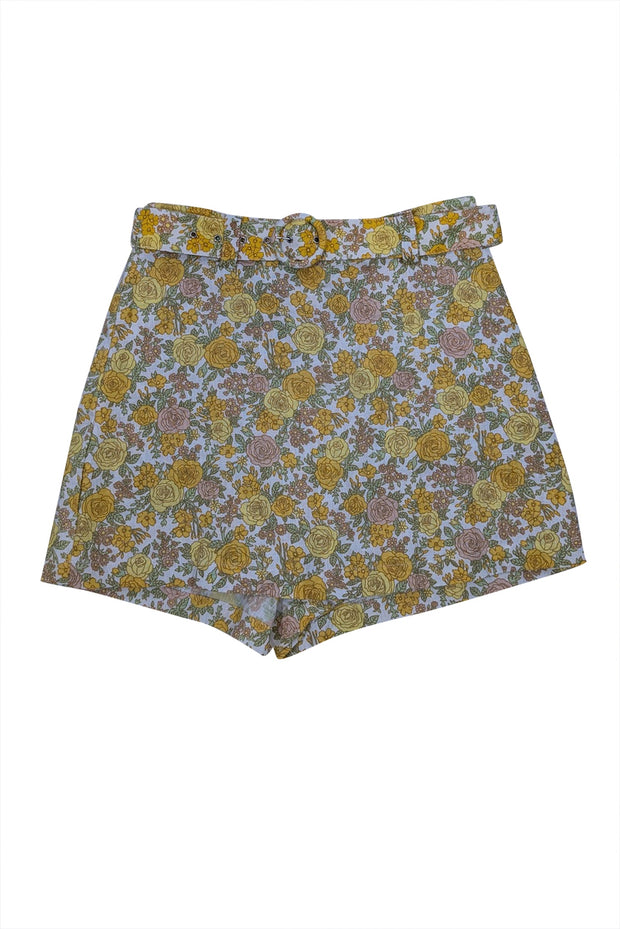 Current Boutique-Faithfull the Brand - Yellow & White Floral Print Linen Skort Sz 2