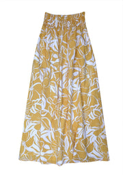 Current Boutique-Faithfull the Brand - Yellow & White Smocked Waist Maxi Skirt Sz 4