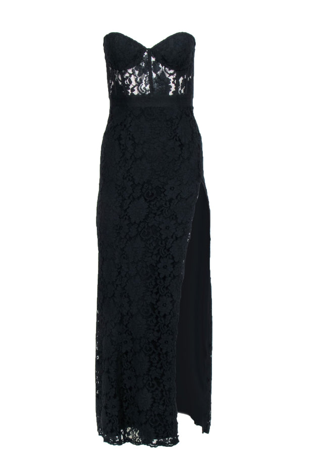 Current Boutique-Fame and Partners - Black Strapless Lace Dress Sz S