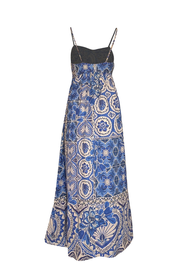 Current Boutique-Farm - Blue & White Floral Print Sleeveless Maxi Dress Sz M