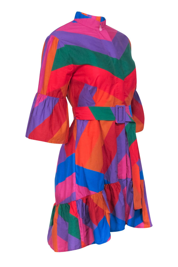 Current Boutique-Farm - Rainbow Striped Belted Mini Dress Sz S