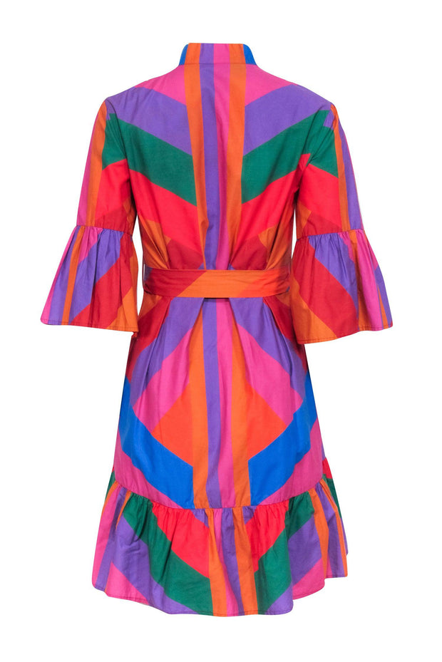Current Boutique-Farm - Rainbow Striped Belted Mini Dress Sz S