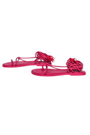 Current Boutique-Farm Rio - Dark Pink Lace Up Ankle Tie Sandals Sz 6