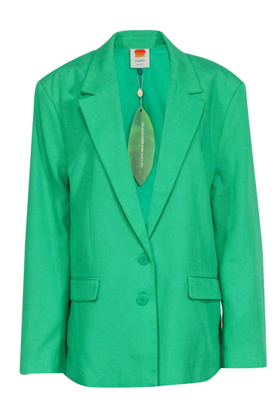 Current Boutique-Farm Rio - Green Oversized Cotton Blend Blazer Sz L