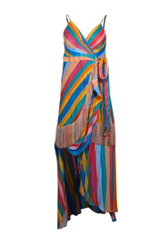 Current Boutique-Farm Rio - Rainbow Striped Wrap Dress w/ Fringe Trim Sz S