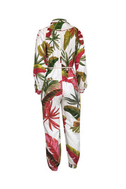 Current Boutique-Farm Rio - White w/ Red & Green Tropical Leaf Print Sz XS