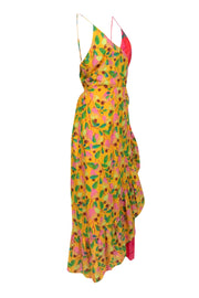 Current Boutique-Farm Rio - Yellow & Pink Color Block Chili Pepper Sleeveless Wrap Dress Sz XL