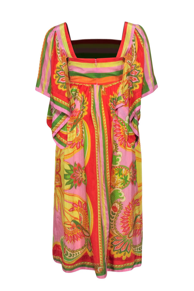 Current Boutique-Farm Ro - Yellow, Orange, & Green "Beach Toucans" Midi Dress Sz XXS