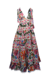 Current Boutique-Farm - White w/ Multicolor Floral Print Tiered Maxi Dress Sz S