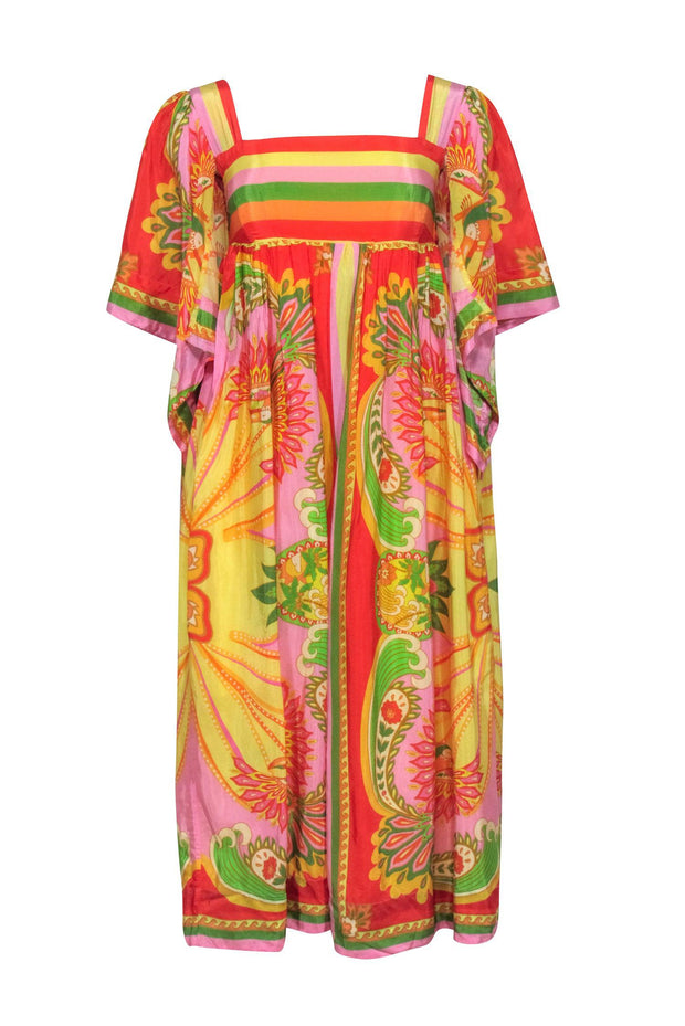 Current Boutique-Farm - Yellow, Orange, & Green "Beach Toucans" Midi Dress Sz XXS