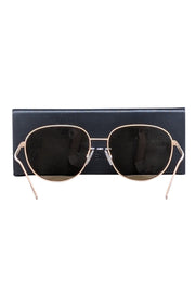 Current Boutique-Fendi - Beige Aviator Sunglasses w/ Logo Font Lenses