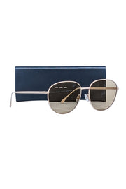 Current Boutique-Fendi - Beige Aviator Sunglasses w/ Logo Font Lenses