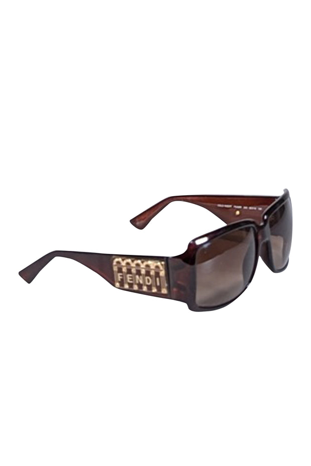 Current Boutique-Fendi - Brown Large Logo Sides Sunglasses