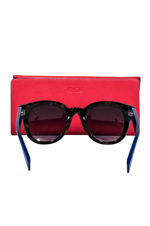 Current Boutique-Fendi - Brown Tortoise Frames w/Iridescent Blue Leg Sunglasses