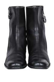 Current Boutique-Ferragamo - Black Leather Short Boots Sz 8.5