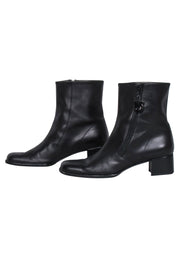 Current Boutique-Ferragamo - Black Leather Short Boots Sz 8.5