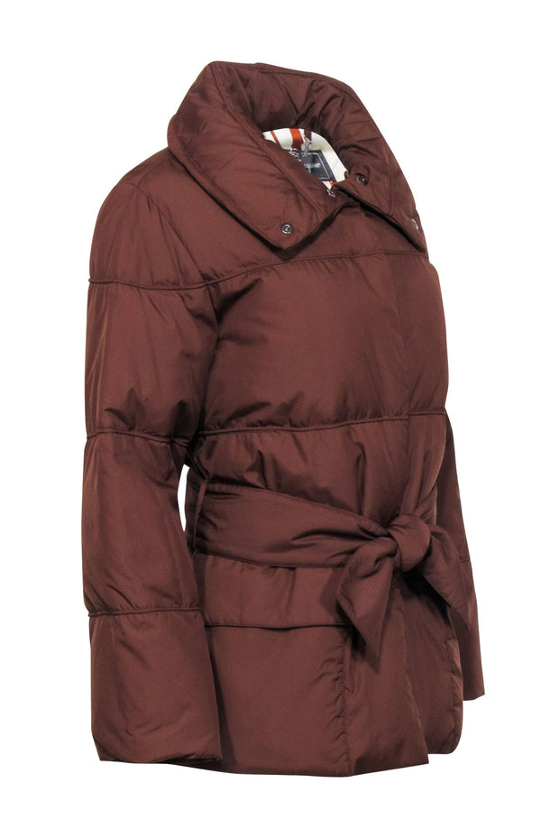 Current Boutique-Ferragamo - Brown Belted Puffer Jacket Sz 6