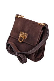 Current Boutique-Ferragamo - Chocolate Brown Suede Mini Crossbody Bag