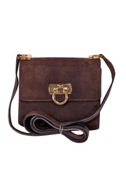 Current Boutique-Ferragamo - Chocolate Brown Suede Mini Crossbody Bag