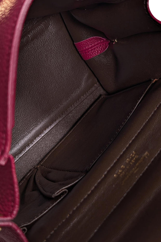 Current Boutique-Ferragamo - Dark Pink Pebbled Leather Satchel Bag