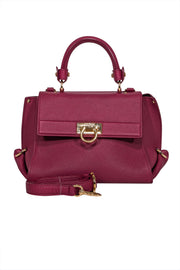 Current Boutique-Ferragamo - Dark Pink Pebbled Leather Satchel Bag