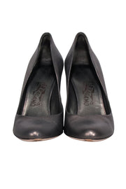 Current Boutique-Ferragamo - Gunmetal Leather Pumps Sz 9