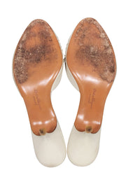 Current Boutique-Ferragamo - Ivory Leather Mule Pumps Sz 8.5