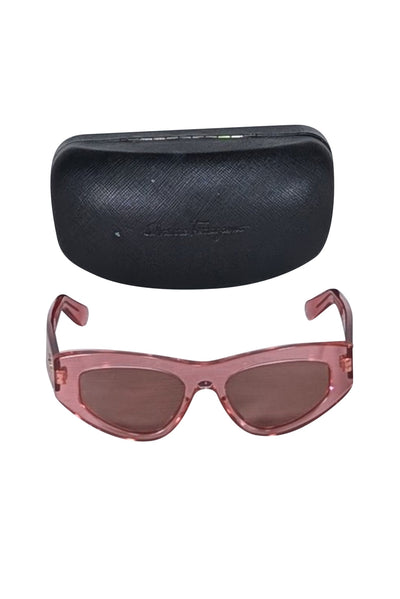 Current Boutique-Ferragamo - Pink Translucent Slim Cat Eye Sunglasses