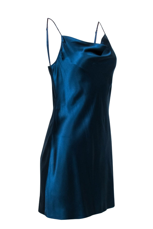 Current Boutique-Fleur Du Mal - Dark Blue Silk Mini Slip Dress Sz M