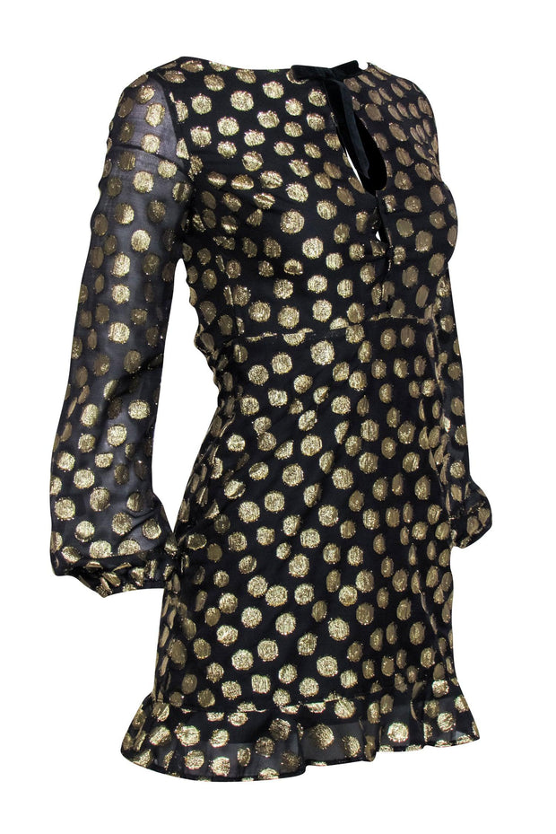 Current Boutique-For Love & Lemons - Black Dress w/ Gold Metallic Dots Sz XS