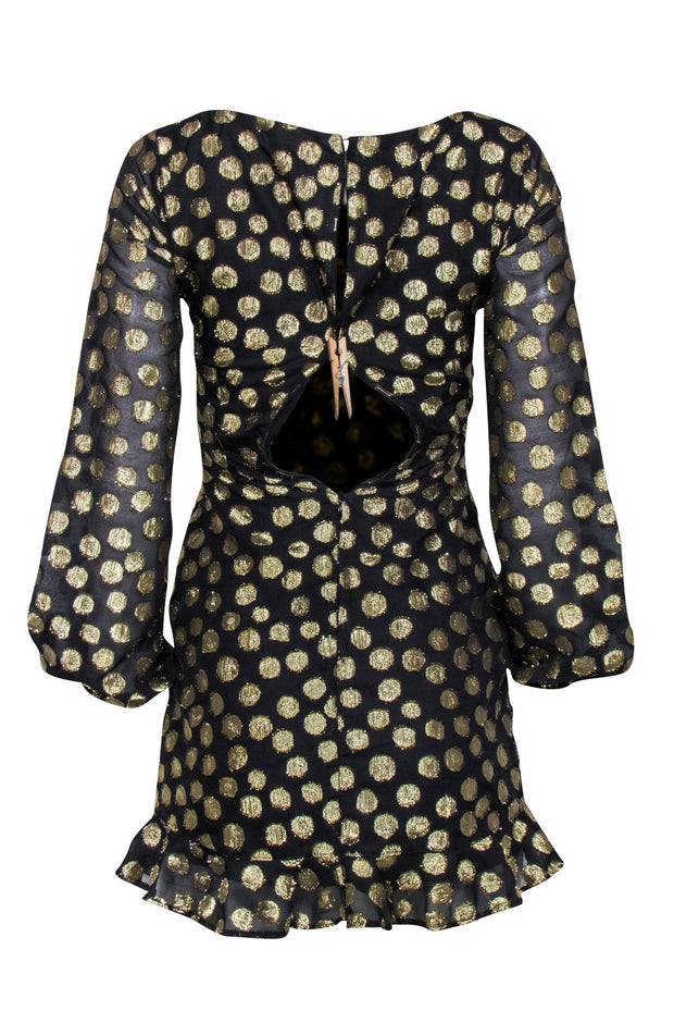 Current Boutique-For Love & Lemons - Black Dress w/ Gold Metallic Dots Sz XS