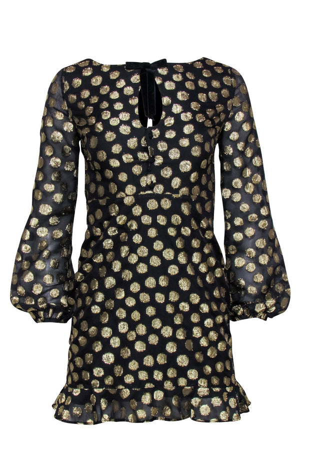 Current Boutique-For Love & Lemons - Black Dress w/ Gold Metallic Dots Sz XS