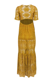 Current Boutique-For Love & Lemons - Mustard Yellow Embroidered Eyelet Lace Maxi Dress Sz XS