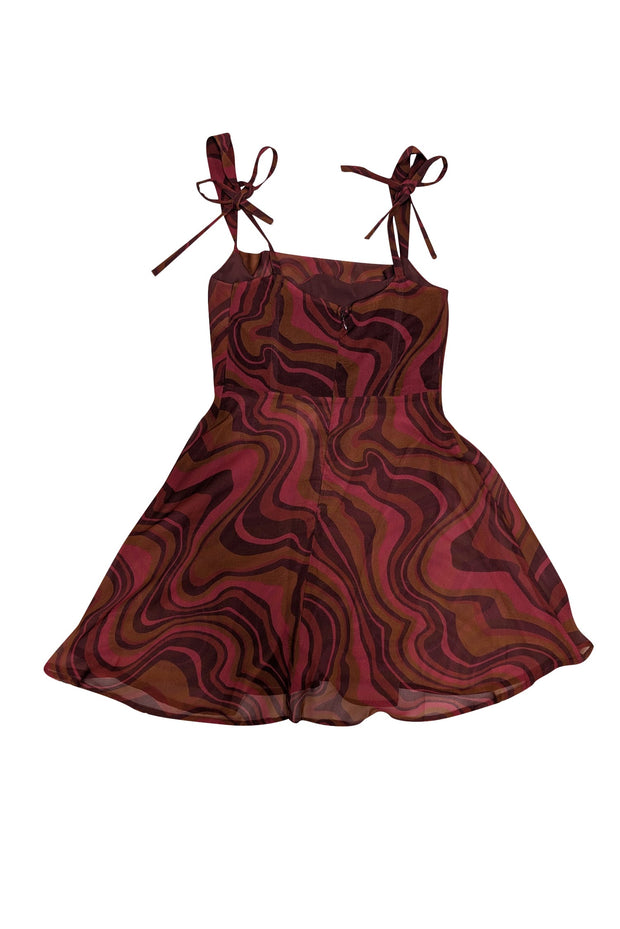 Current Boutique-For Love & Lemons - Red, Maroon, & Orange Print Sleeveless Dress Sz XS