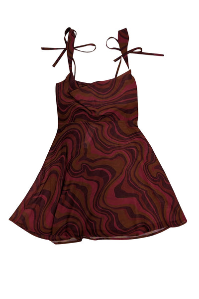 Current Boutique-For Love & Lemons - Red, Maroon, & Orange Print Sleeveless Dress Sz XS