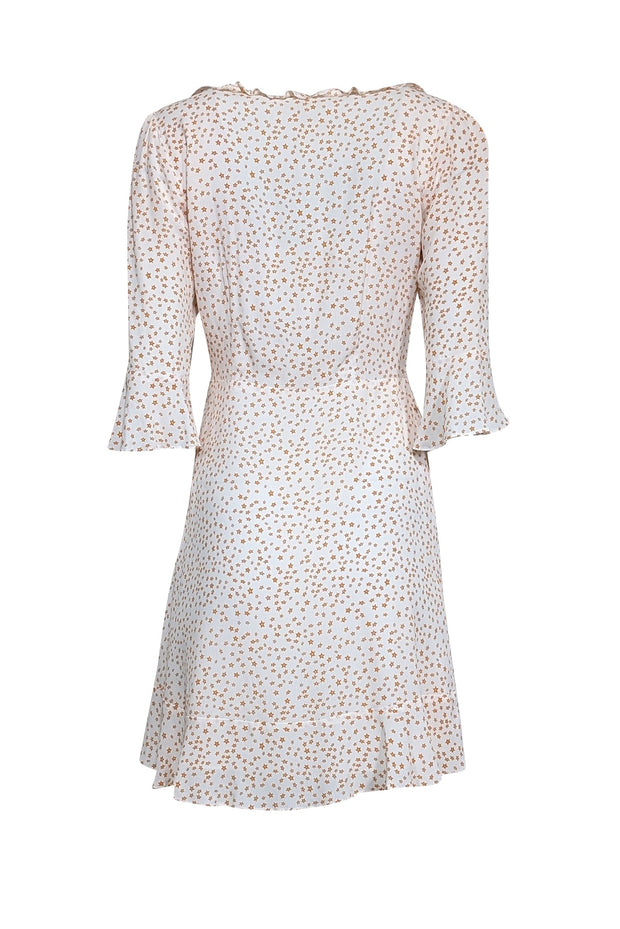 Current Boutique-For Love & Lemons - White w/ Orange Star Print Tie-Front Mini Dress Sz M