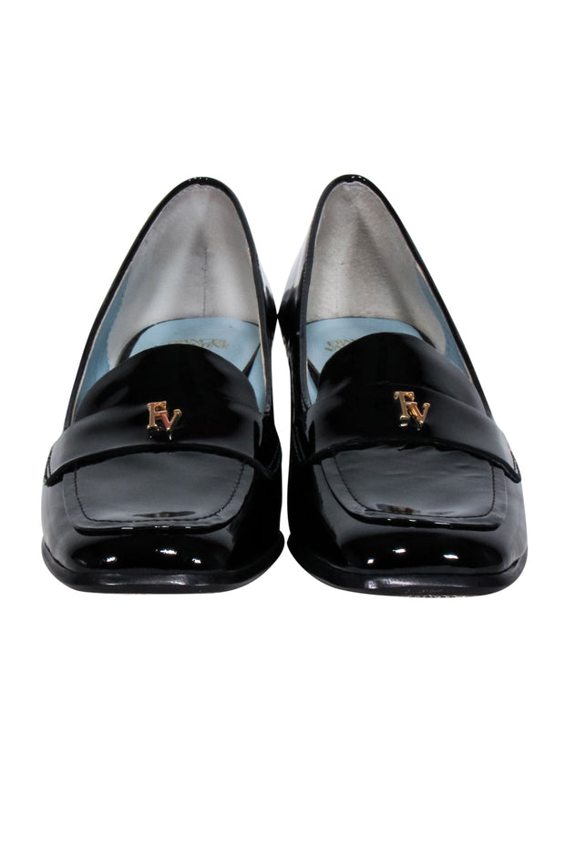 Current Boutique-Frances Valentine - Black Patent Leather Heeled Loafer Sz 7.5