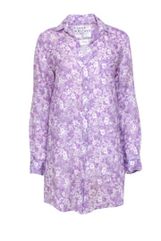 Current Boutique-Frank & Eileen - Purple & White Floral Print Shirt Dress Sz S